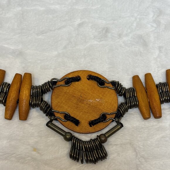 Native American Inspired Bone Style Metal Boho Hippie Corded Belt Medium - Picture 3 of 9